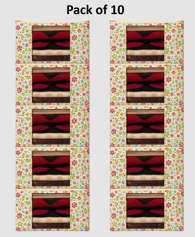 High Quality Ivory Flower Printed Saree Cover